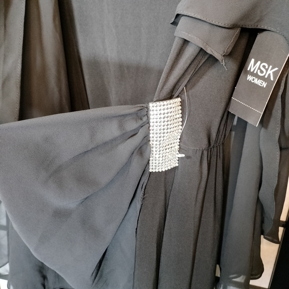 MSK Side-Draped Cold-Shoulder Jumpsuit Black Size 3XL - Picture 5 of 10